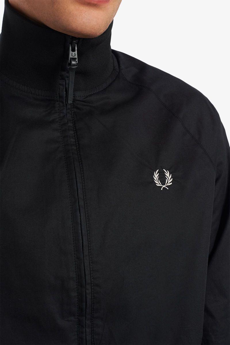 Black Fred Perry Graphic Print Zip Through Men's Jackets | PH 1191XYUF